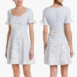 French Connection Light Blue Alba Stretch Spring Floral Dress, Size 4